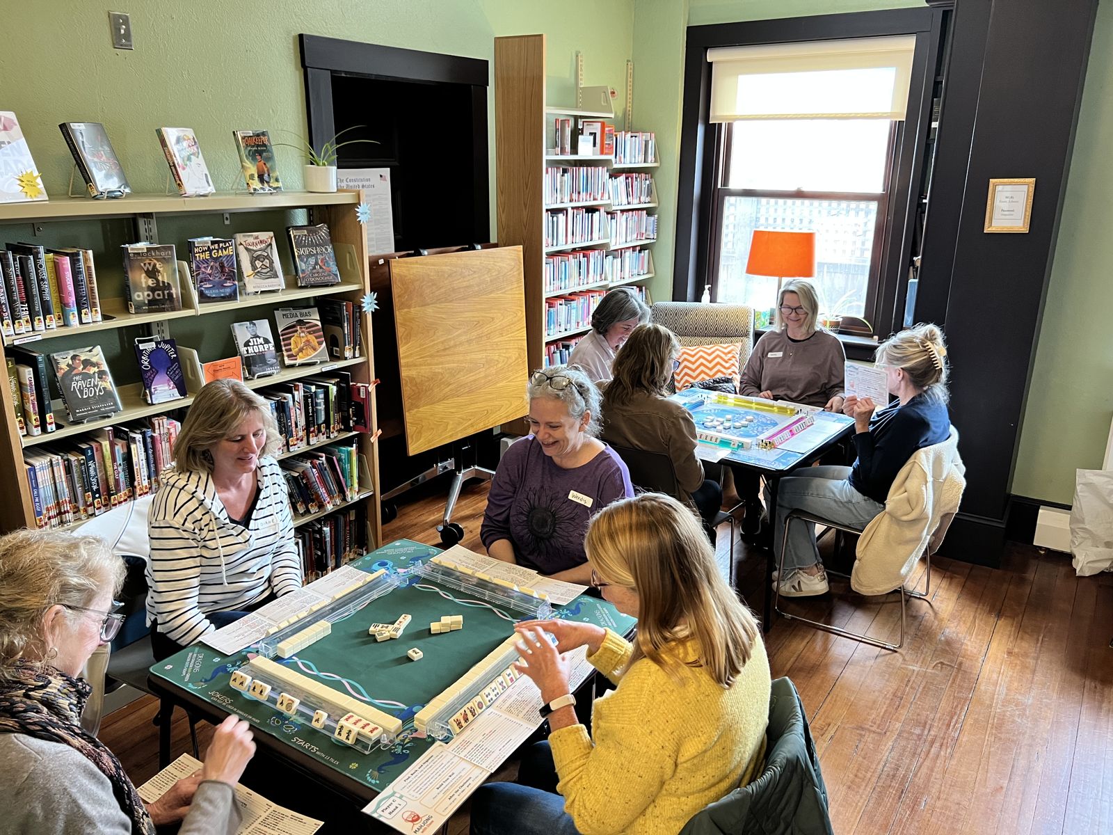 A mahjong program underway at a public library